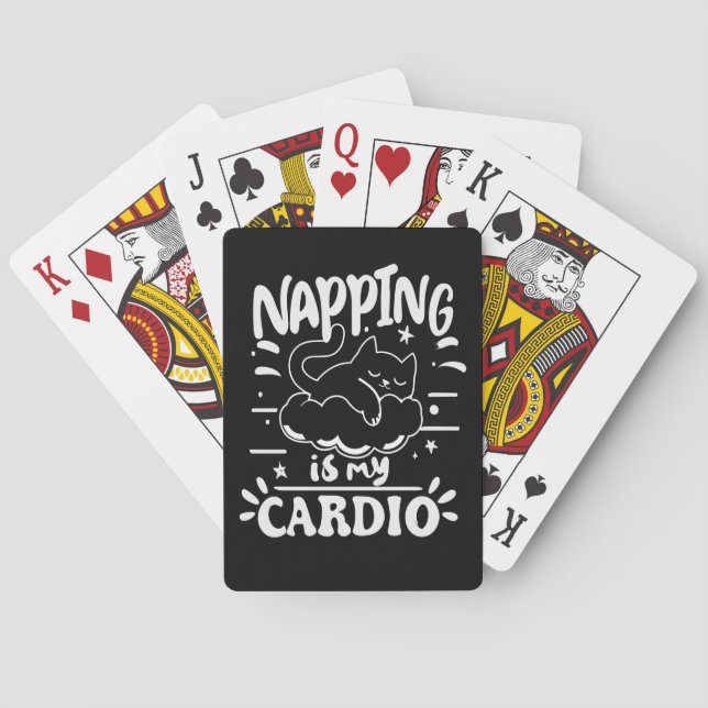 Napping Is My Cardio Simple Funny Cat Design Poker Cards (Back)