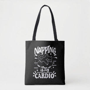 Napping Is My Cardio Simple Funny Cat Design Tote Bag