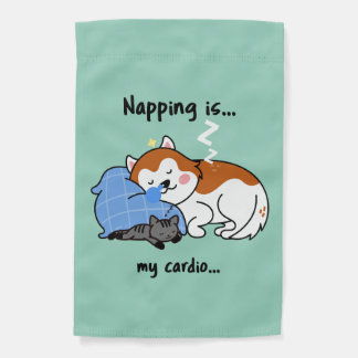 napping is... my cardio... sleeping nap garden flag