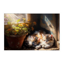 Napping Kittens in the Garden Shed Oil Painting