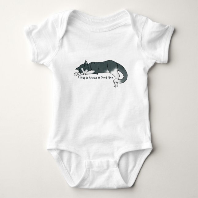 Napping Kitty Baby Bodysuit (Front)