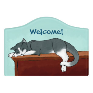 Napping Kitty Door Sign