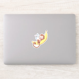 Napping Monkey on a Big Banana -- Stickers! Sticker