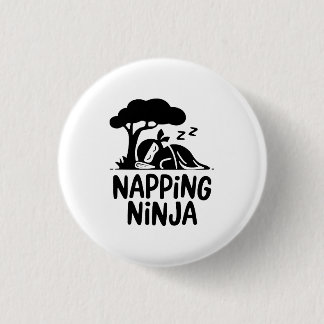 Napping Ninja - Cute Sleepy Ninja Art Funny Sleep Button