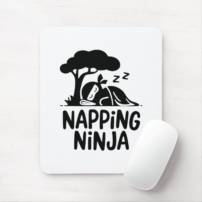 Napping Ninja - Cute Sleepy Ninja Art Funny Sleep Mouse Pad (With Mouse)