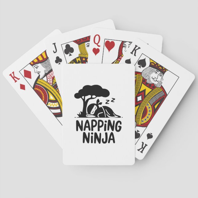 Napping Ninja - Cute Sleepy Ninja Art Funny Sleep Poker Cards (Back)