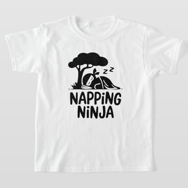 Napping Ninja - Cute Sleepy Ninja Art Funny Sleep T-Shirt (Laydown)