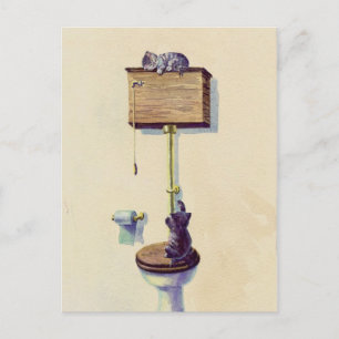 NAPPING on the WATER CLOSET by SHARON SHARPE Postcard