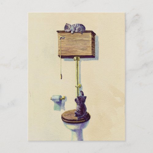 NAPPING on the WATER CLOSET by SHARON SHARPE Postcard