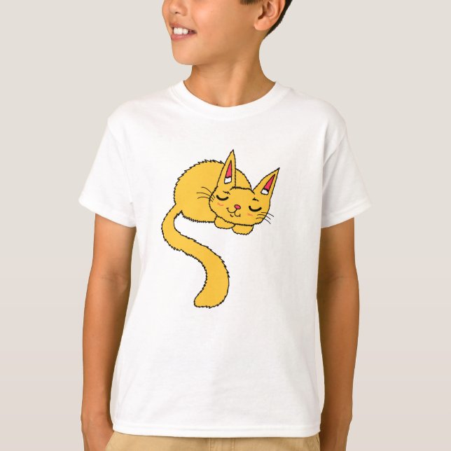 Napping Orange Cat Kid Shirt (Front)