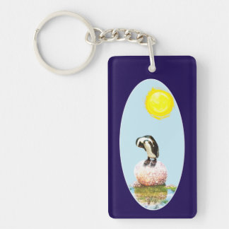 Napping Penguin in the Sun Keychain