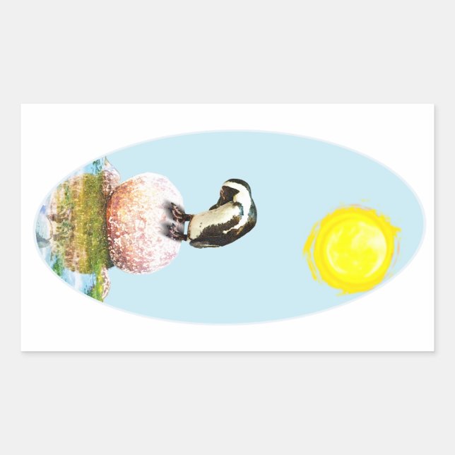 Napping Penguin in the Sun Rectangular Sticker (Front)