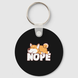 Napping shiba inu funny nope lazy pet gift keychain