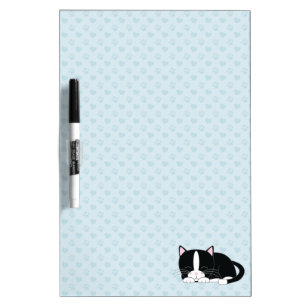Napping Tuxedo Cat {blue} Dry Erase Board