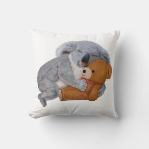 Napping with Teddy Throw Pillow