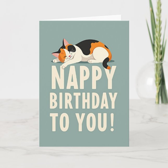 Nappy Birthday Cat Card (Front)