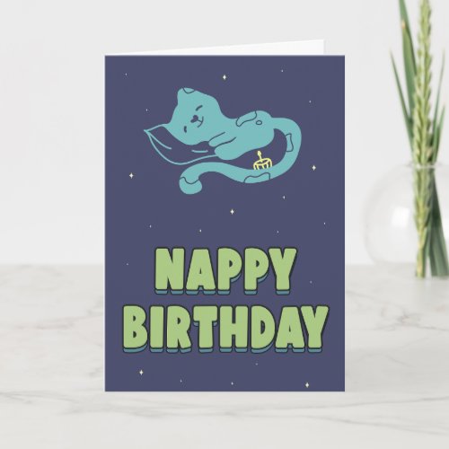 Nappy birthday funny cute kitten sleeping card