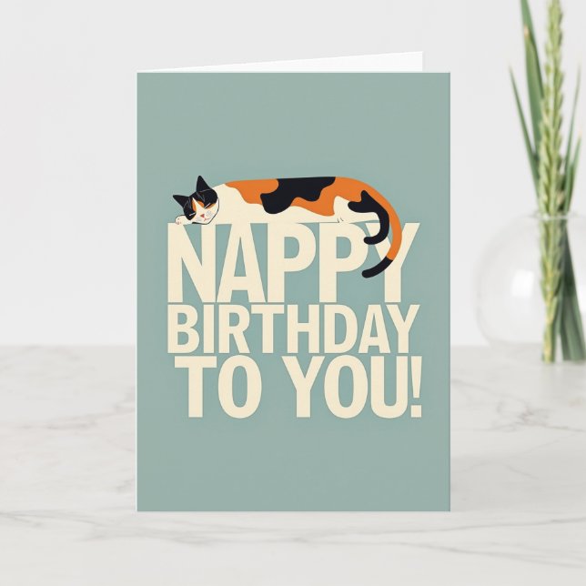Nappy Cat Birthday Card (Front)
