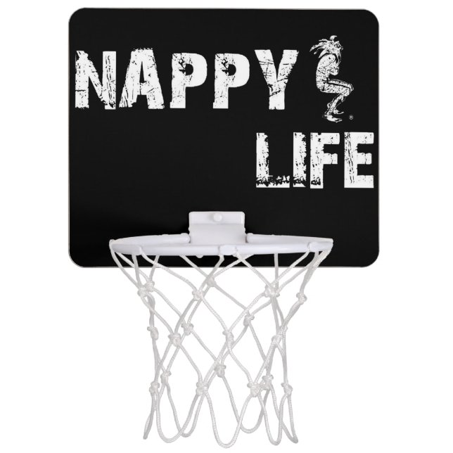 Nappy Life Mini Basketball Goal w/White Logo. Hoop (Front)