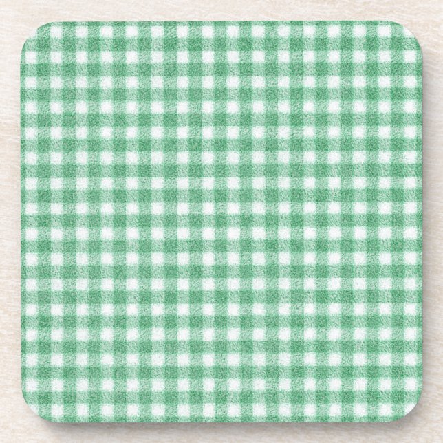 Nappy Mint Green Gingham  Beverage Coaster (Front)