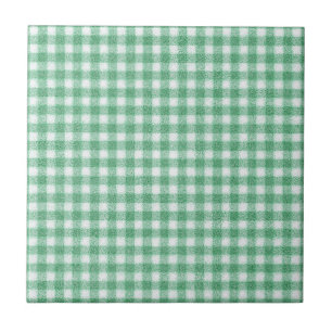 Nappy Mint Green Gingham Ceramic Tile