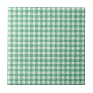 Nappy Mint Green Gingham Ceramic Tile