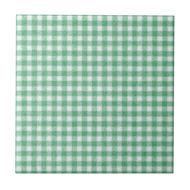 Nappy Mint Green Gingham  Ceramic Tile (Front)