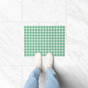 Nappy Mint Green Gingham Doormat