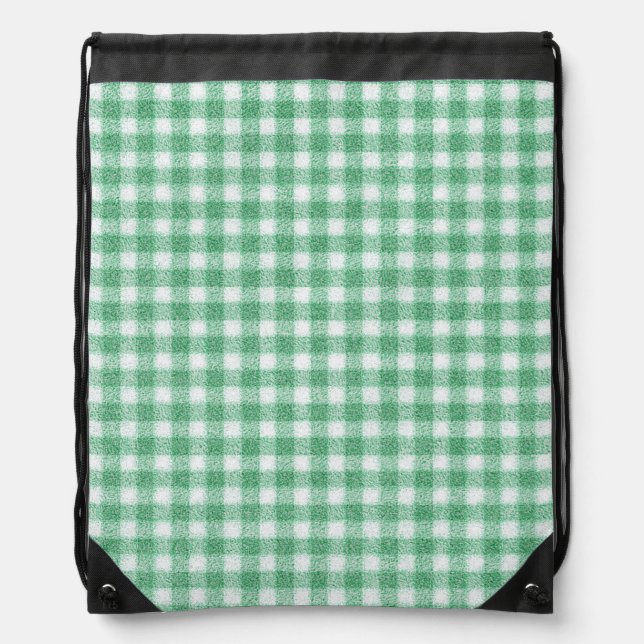 Nappy Mint Green Gingham  Drawstring Bag (Front)