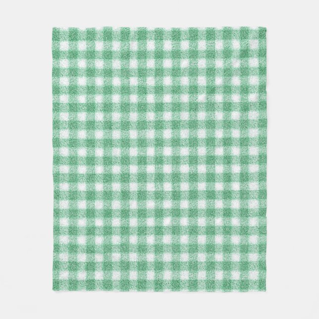 Nappy Mint Green Gingham  Fleece Blanket (Front)