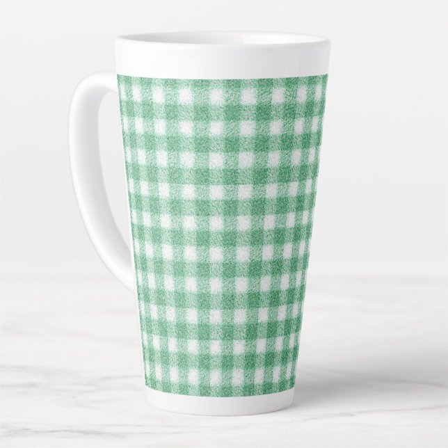 Nappy Mint Green Gingham  Latte Mug (Left Angle)