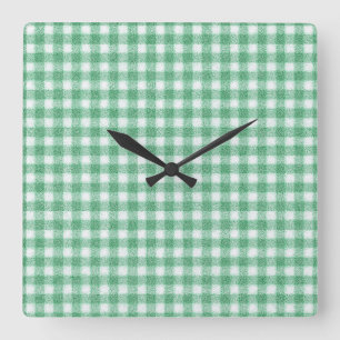 Nappy Mint Green Gingham  Square Wall Clock