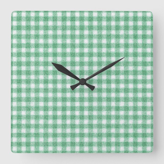 Nappy Mint Green Gingham  Square Wall Clock (Front)