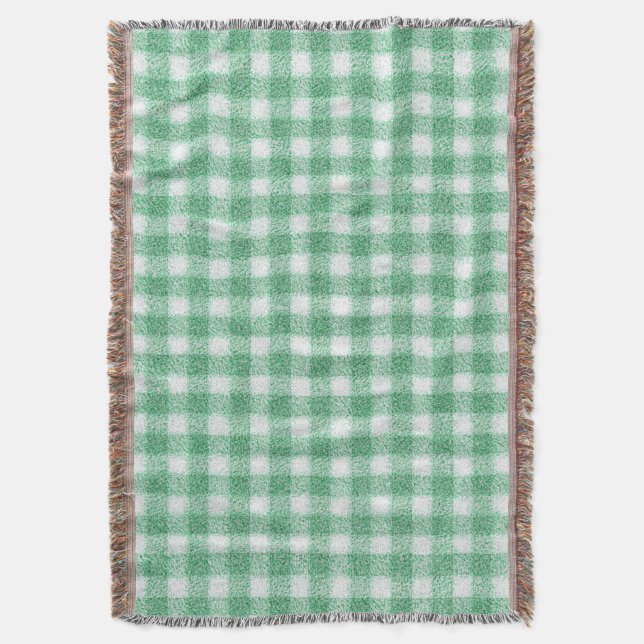 Nappy Mint Green Gingham  Throw Blanket (Front Vertical)
