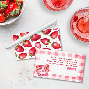 Nappy Raffle Baby Shower Strawberry Gingham Pink Enclosure Card
