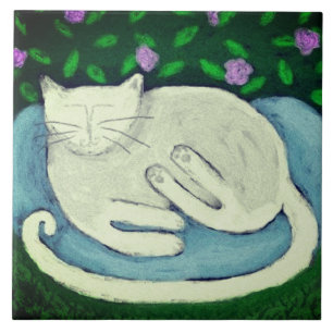 Naptime Abstract Pastel Painting Ceramic Tile