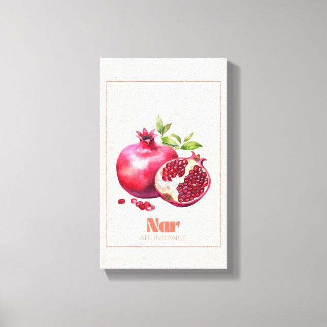 Nar Turkish Pomegranate Abundance Folk Art Canvas Print (Front)