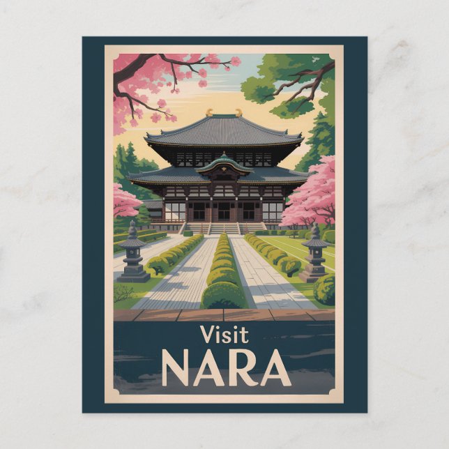 Nara Japan Illustration Travel Art Vintage Postcard (Front)