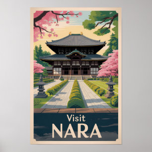 Nara Japan Illustration Travel Art Vintage Poster