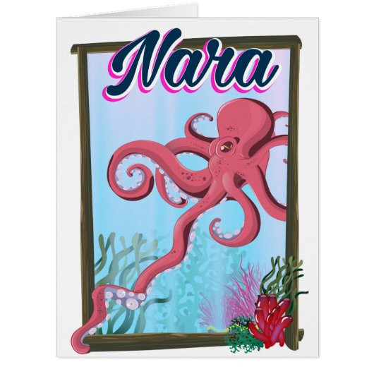Nara Japan Squid travel poster Cards (Front)