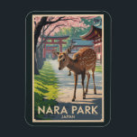 Nara Park Japan Deer Illustration Travel Art Retro Magnet<br><div class="desc">Nara Park Japan vector artwork design. Nara Park,  located in Japan’s historic city of Nara,  is world-famous for its friendly,  free-roaming deer and nearby ancient temples such as Todai-ji and Kasuga Taisha.</div>