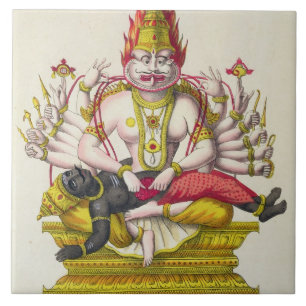 Narasimha, engraved by de Marlet (colour litho) Ceramic Tile