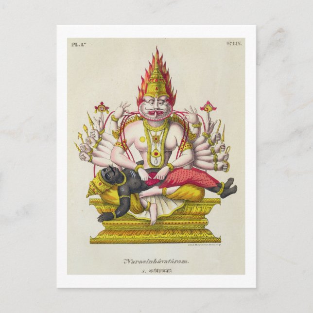 Narasimha, engraved by de Marlet (colour litho) Postcard (Front)