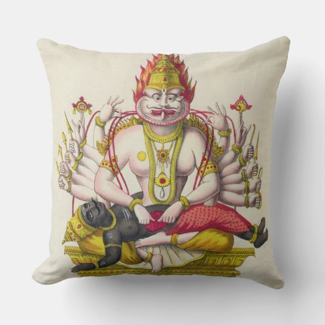 Narasimha, engraved by de Marlet (colour litho) Throw Pillow (Front)
