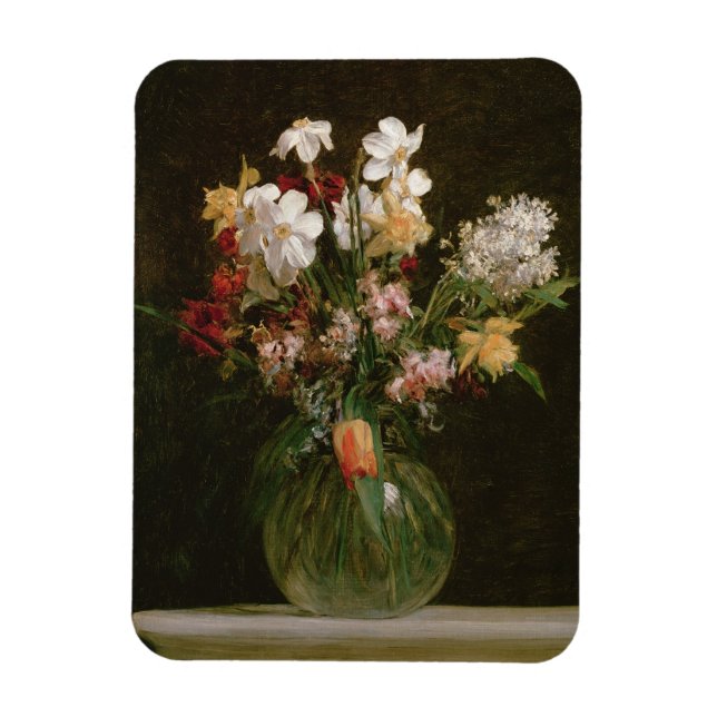Narcisses Blancs, Jacinthes et Tulipes, 1864 Magnet (Vertical)