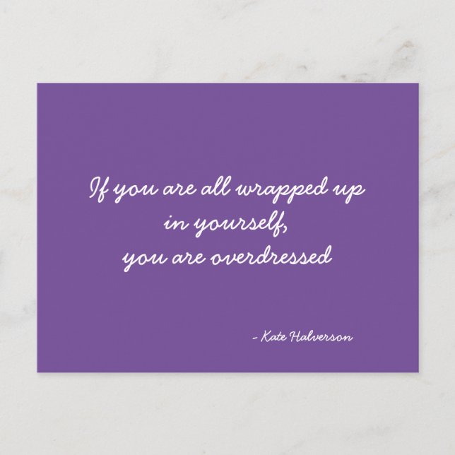 Narcissism Quote Purple and White  Postcard (Front)