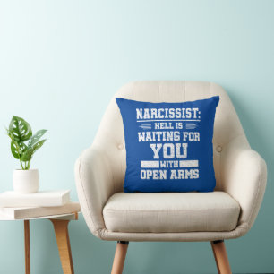 Narcissist button throw pillow