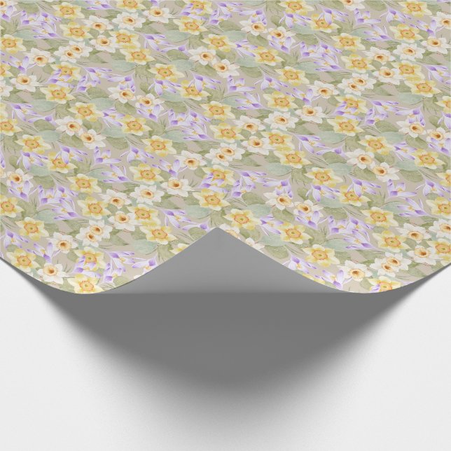 Narcissus and Crocus Wrapping Paper (Corner)