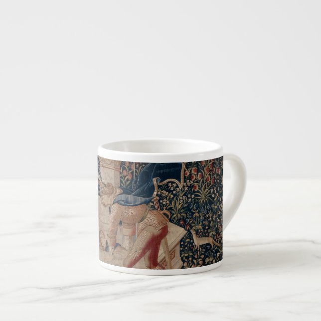 Narcissus at the Well, Medieval Tapestry Espresso Cup (Front Right)