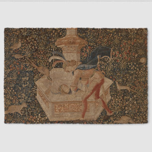 Narcissus at the Well, Medieval Tapestry Fiber Doormat